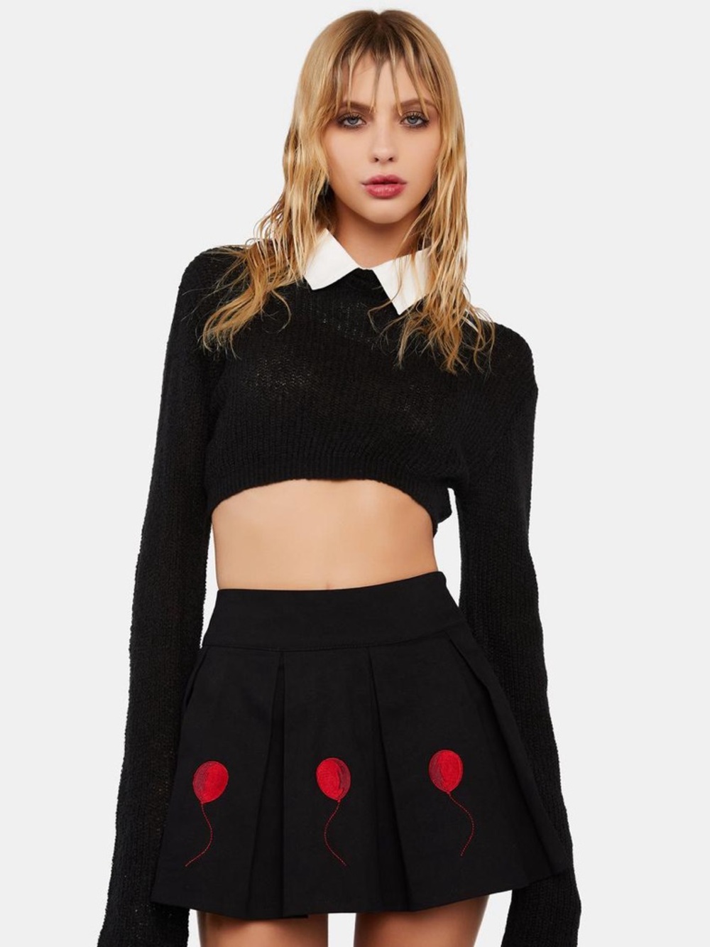 DollsKill X WB Horror Time to Float Pleated Mini Skirt Small